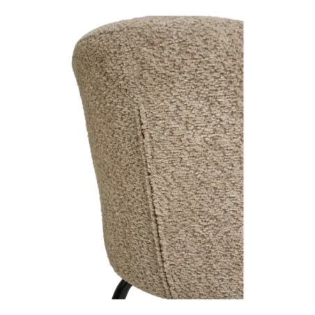 Chaise de salle à manger en bouclé beige avec pieds en acier noir – 56x58x79 cm/ Elsines