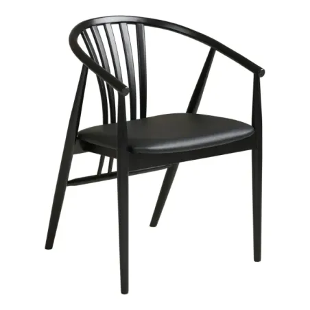 Chaise de salle à manger en bois de hêtre avec assise noir / Elsines