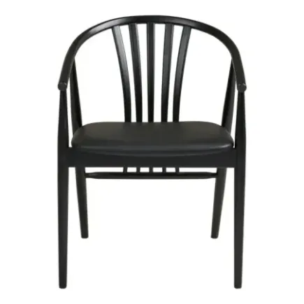 Chaise de salle à manger en bois de hêtre avec assise noir / Elsines 2