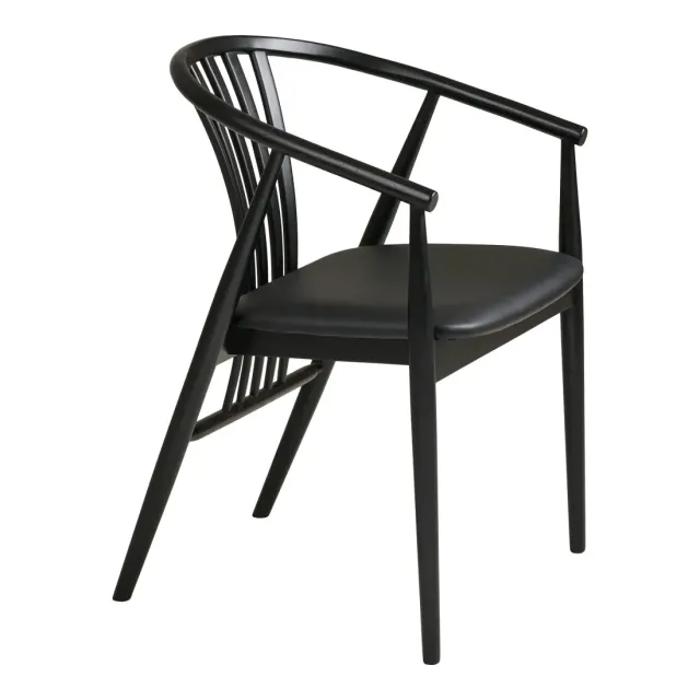 Chaise de salle à manger en bois de hêtre avec assise noir / Elsines