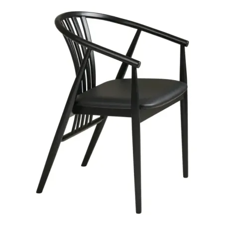 Chaise de salle à manger en bois de hêtre avec assise noir / Elsines