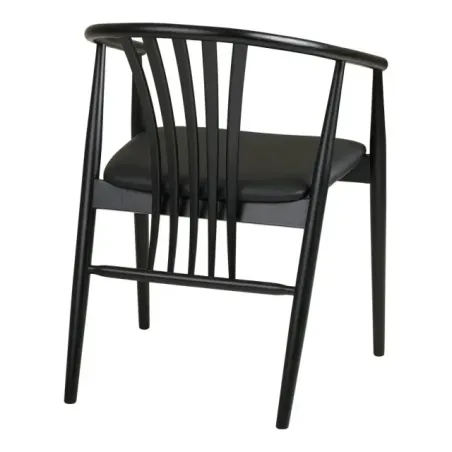 Chaise de salle à manger en bois de hêtre avec assise noir / Elsines