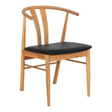Chaise de salle à manger en chêne– assise noire/ Elsines