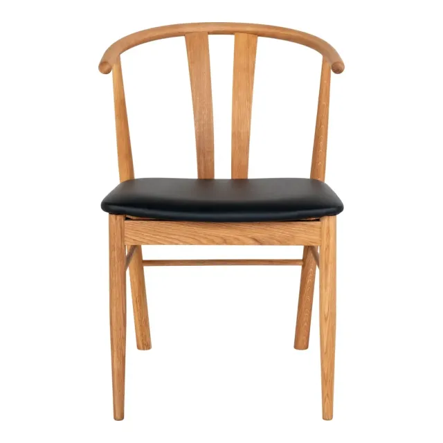 Chaise de salle à manger en chêne– assise noire/ Elsines
