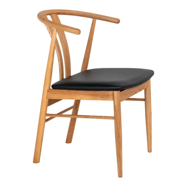 Chaise de salle à manger en chêne– assise noire/ Elsines