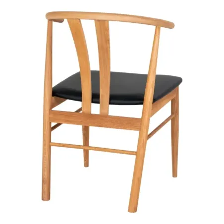 Chaise de salle à manger en chêne– assise noire/ Elsines