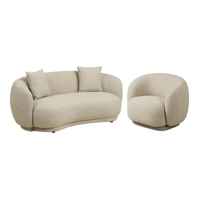 Ensemble canapé 2,5 places avec fauteuil en Tissu sand/ Elsines