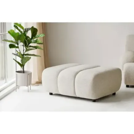 Pouf modulable en tissu polyester couleur sable – Assise confortable pour salon moderne/ Elsines