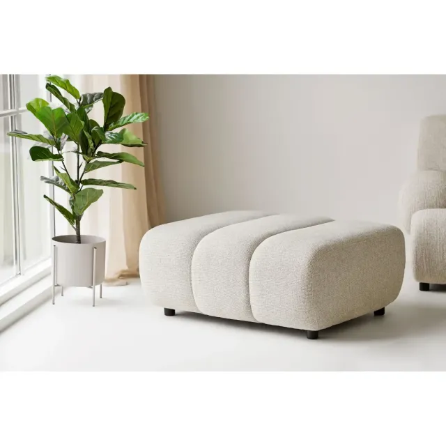 Pouf modulable en tissu polyester couleur sable – Assise confortable pour salon moderne/ Elsines