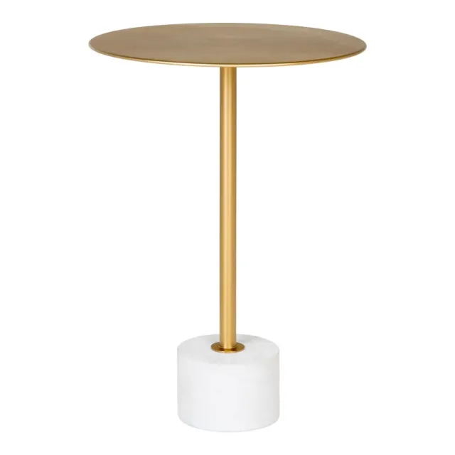 Table d’appoint ronde en laiton et marbre – Ø 41 x 58 cm/ Elsines