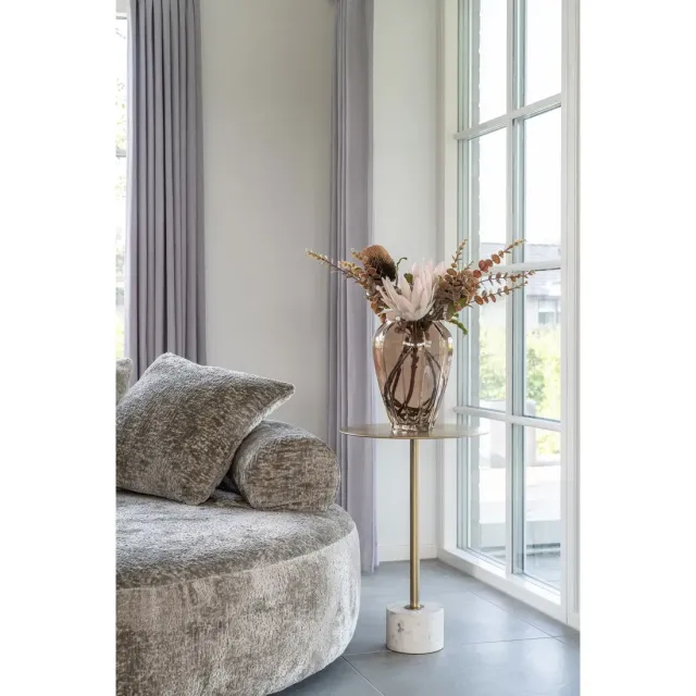 Table d’appoint ronde en laiton et marbre – Ø 41 x 58 cm/ Elsines