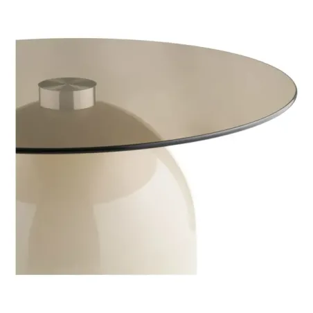 Table basse en verre trempé et métal beige/gris – Ø70 x H33 cm/ Elsines