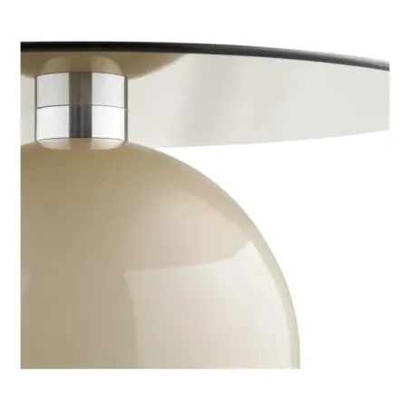 Table basse en verre trempé et métal beige/gris – Ø70 x H33 cm/ Elsines