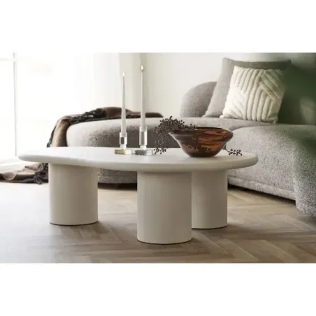 Table basse rectangulaire – Effet ciment écru/ Elsines