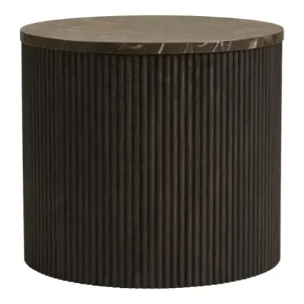 Table d’appoint effet marbre marron foncé – Ø45 x H40 cm/ Elsines 2