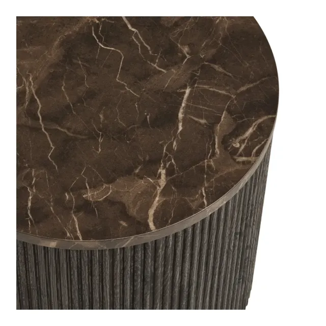 Table d’appoint effet marbre marron foncé – Ø45 x H40 cm/ Elsines
