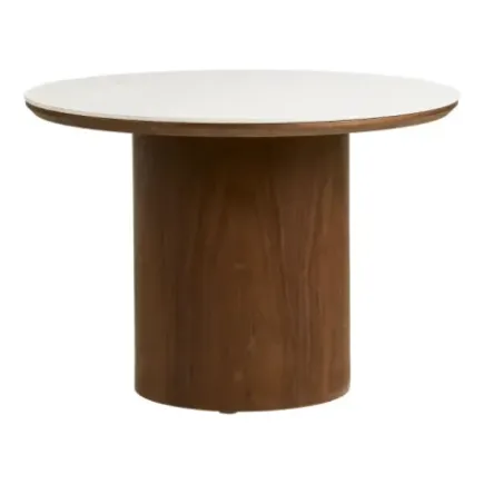Table basse Ø60 cm en céramique et frêne blanc & brun foncé/ Elsines 2