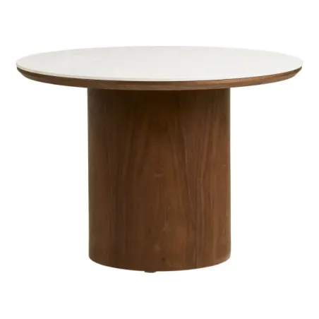 Table basse Ø60 cm en céramique et frêne blanc & brun foncé/ Elsines