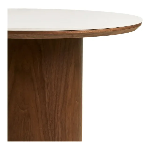 Table basse Ø60 cm en céramique et frêne blanc & brun foncé/ Elsines