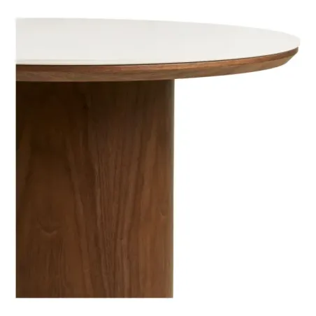 Table basse Ø60 cm en céramique et frêne blanc & brun foncé/ Elsines