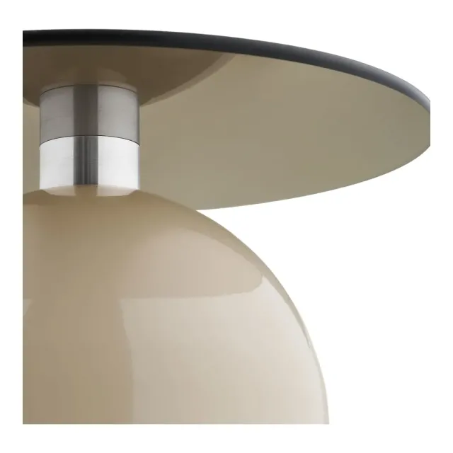 Table d’appoint en verre trempé et métal beige/gris – Ø40 x H52 cm/ Elsines