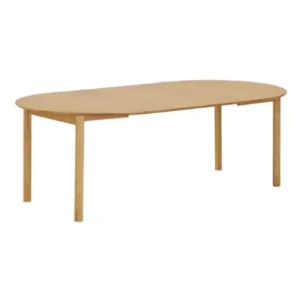 Table à manger ronde extensible en placage chêne naturel avec 2 rallonges –170 / 220 cm/ Elsines