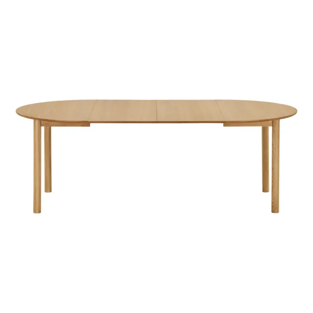 Table à manger ronde extensible en placage chêne naturel avec 2 rallonges –170 / 220 cm/ Elsines