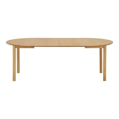 Table à manger ronde extensible en placage chêne naturel avec 2 rallonges –170 / 220 cm/ Elsines
