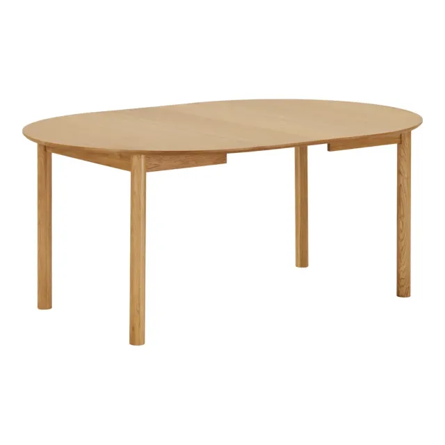 Table à manger ronde extensible en placage chêne naturel avec 2 rallonges –170 / 220 cm/ Elsines