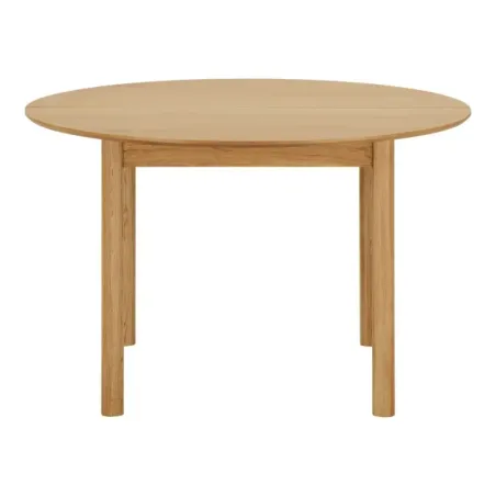 Table à manger ronde extensible en placage chêne naturel avec 2 rallonges –170 / 220 cm/ Elsines
