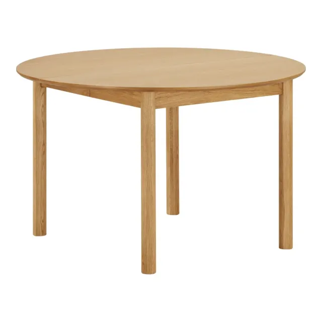 Table à manger ronde extensible en placage chêne naturel avec 2 rallonges –170 / 220 cm/ Elsines