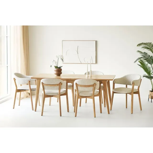 Table à manger extensible en placage chêne naturel – 180-230