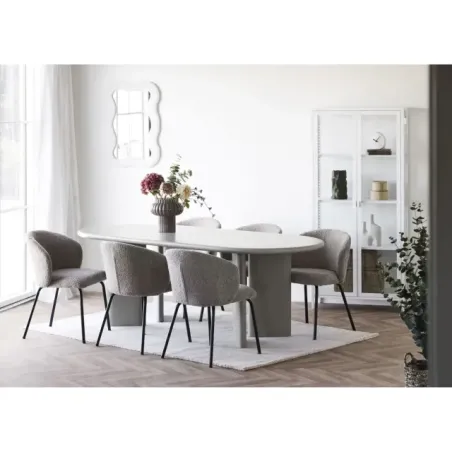 Grande table à manger couleur sable au style contemporain – 220 cm/ Elsines