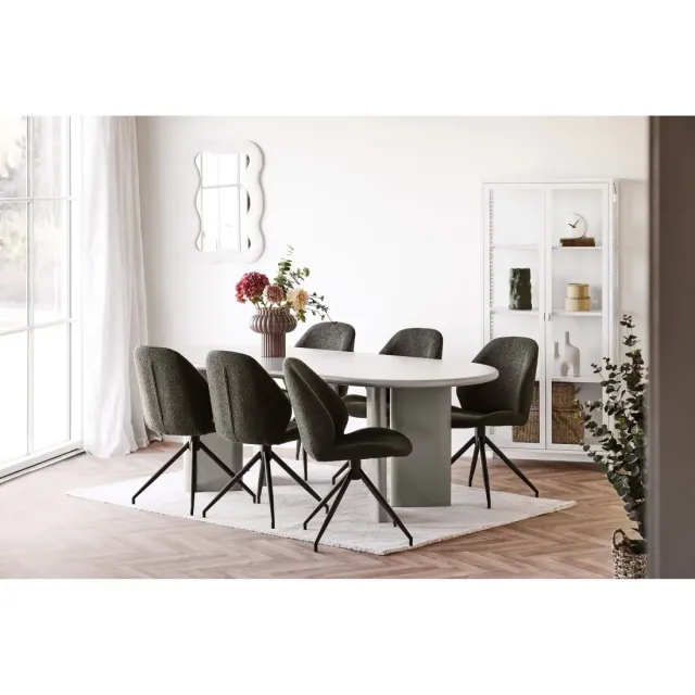 Grande table à manger couleur sable au style contemporain – 220 cm/ Elsines