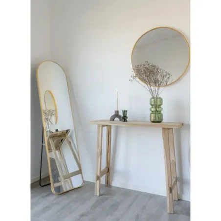 Console en bois de teck finition naturelle – 90 x 30 x 80 cm/ Elsines