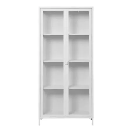 Vitrine à 2 portes vitrées en acier blanc – 80x35x175 cm/ Elsines