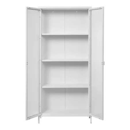 Vitrine à 2 portes vitrées en acier blanc – 80x35x175 cm/ Elsines