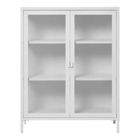 Vitrine en acier blanc – 2 portes en verre – 80 x 40 x 101 cm/ Elsines