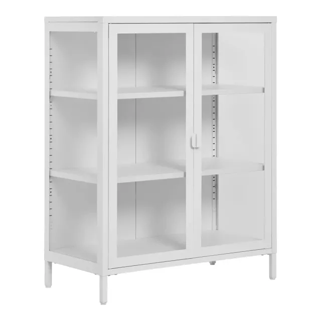 Vitrine en acier blanc – 2 portes en verre – 80 x 40 x 101 cm/ Elsines
