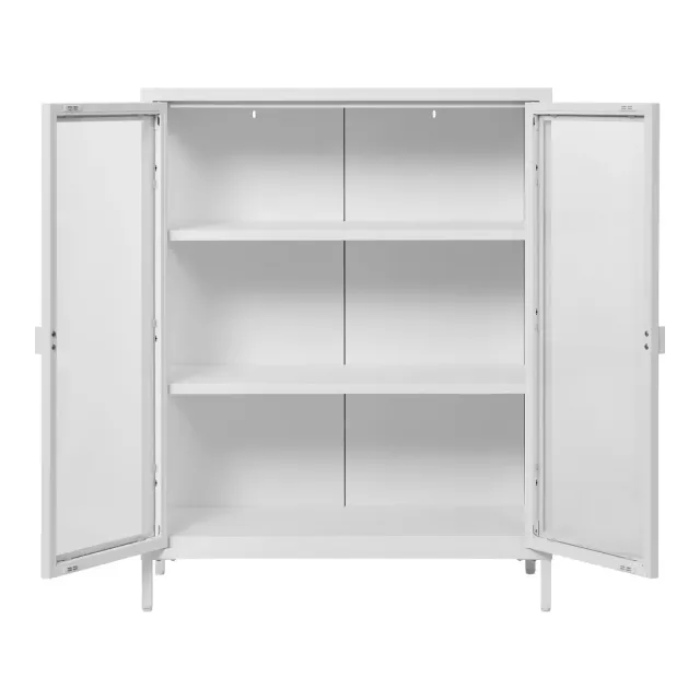 Vitrine en acier blanc – 2 portes en verre – 80 x 40 x 101 cm/ Elsines