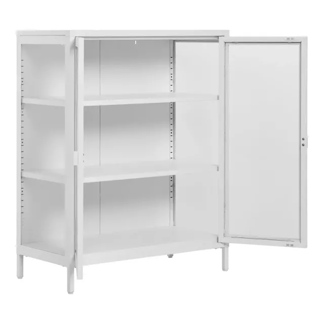 Vitrine en acier blanc – 2 portes en verre – 80 x 40 x 101 cm/ Elsines