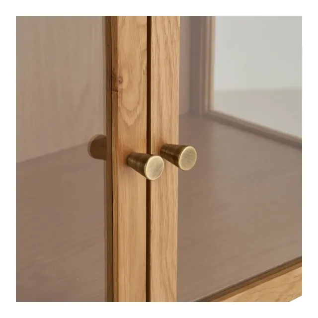 Vitrine 2 portes en verre finition chêne naturel – 90 x 40 x 126 cm/ Elsines