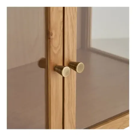 Vitrine 2 portes en verre finition chêne naturel – 90 x 40 x 126 cm/ Elsines