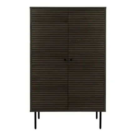 Meuble haut en placage chêne fumé à 2 portes avec pieds en métal noir/ Elsines