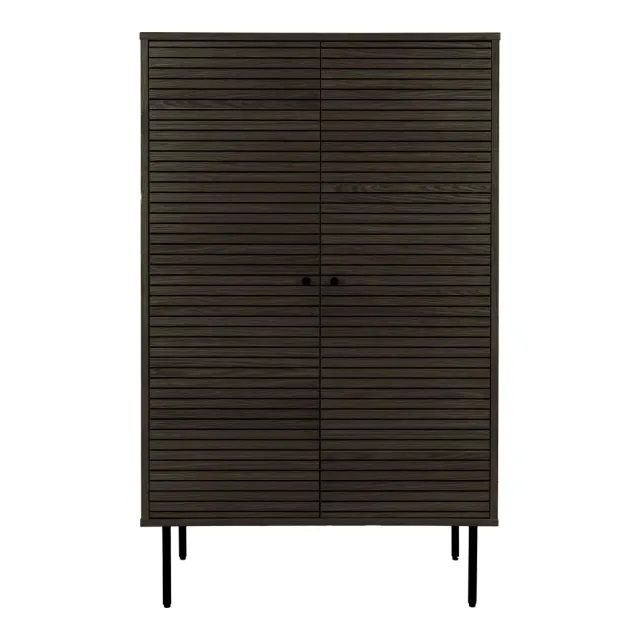 Meuble haut en placage chêne fumé à 2 portes avec pieds en métal noir/ Elsines