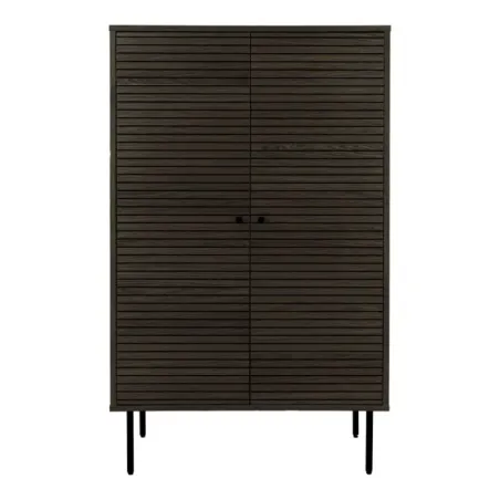 Meuble haut en placage chêne fumé à 2 portes avec pieds en métal noir/ Elsines