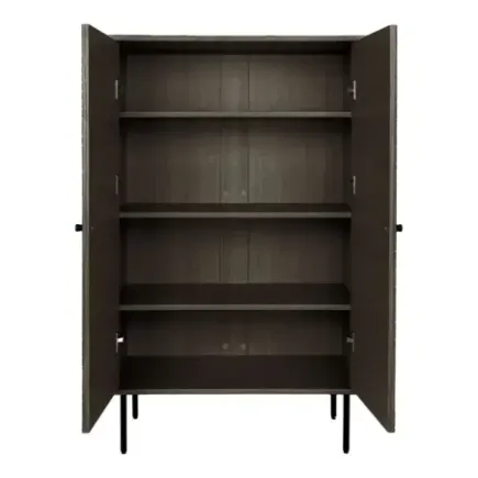 Meuble haut en placage chêne fumé à 2 portes avec pieds en métal noir/ Elsines 2