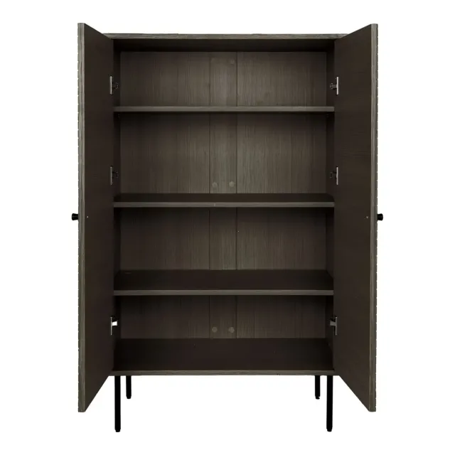 Meuble haut en placage chêne fumé à 2 portes avec pieds en métal noir/ Elsines