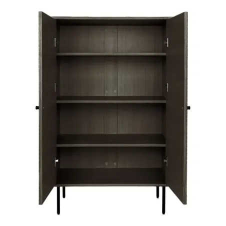 Meuble haut en placage chêne fumé à 2 portes avec pieds en métal noir/ Elsines