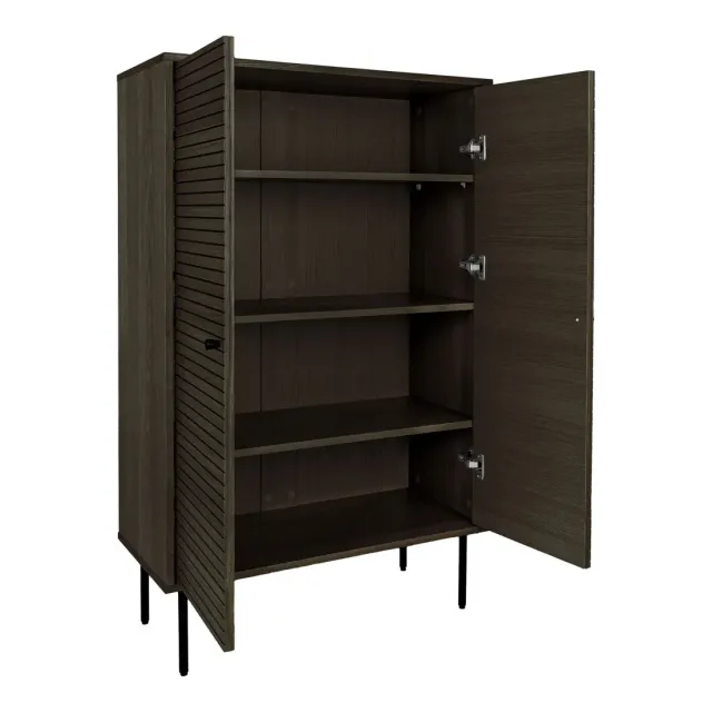 Meuble haut en placage chêne fumé à 2 portes avec pieds en métal noir/ Elsines